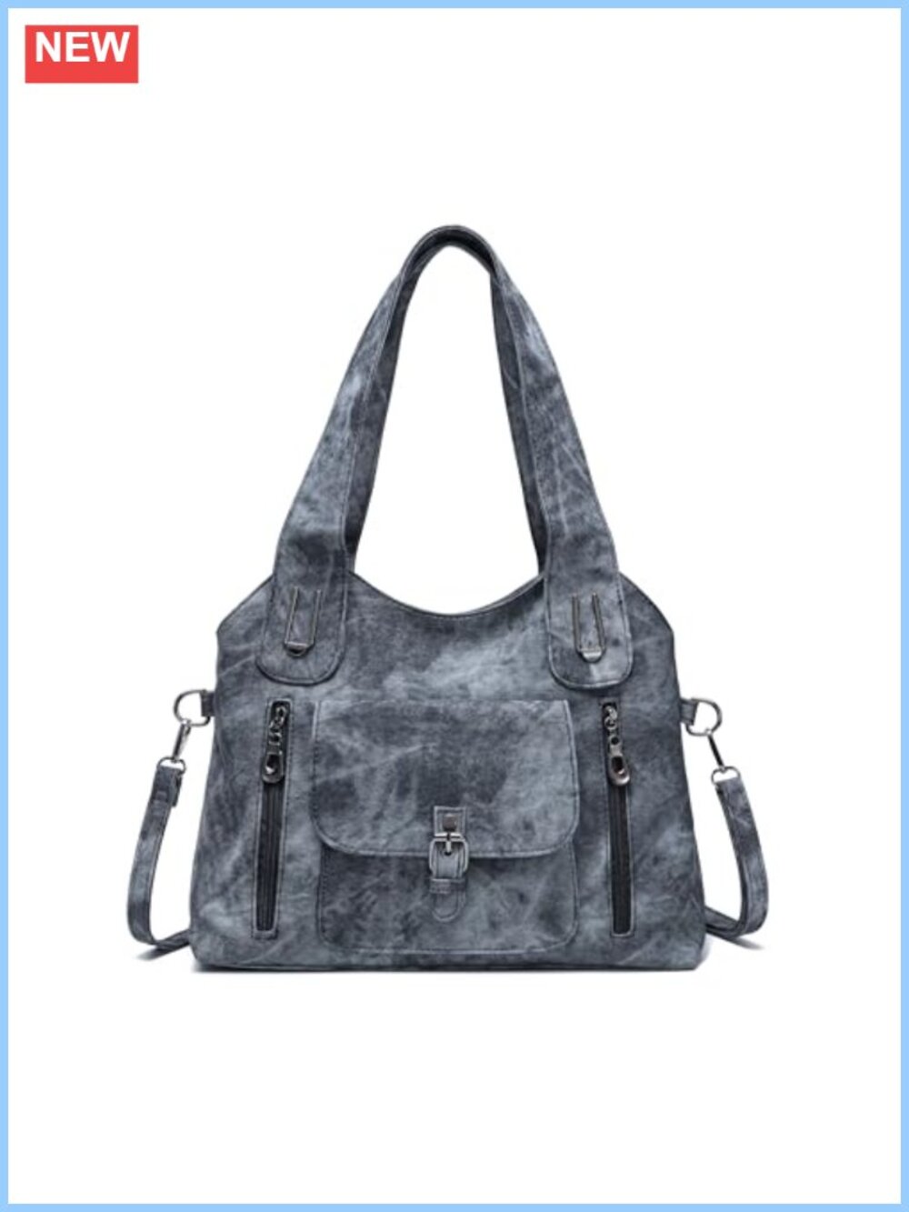 Faux Leather Vintage Crossbody Shoulder Bag Slouchy Y2K Convertible Purse